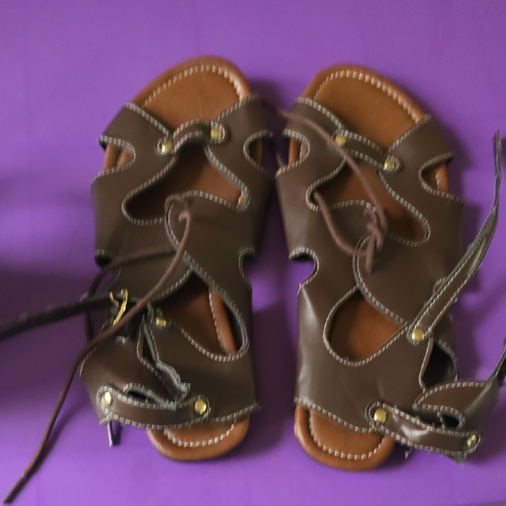 Kalli Collection Brown Leather Flats